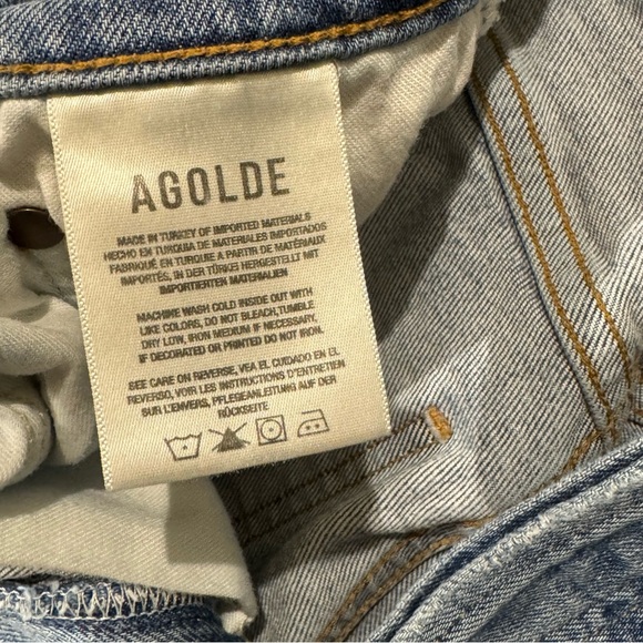 AGOLDE Riley High Rise Straight Jeans 26 Distressed Organic Cotton Medium Wash - Picture 4 of 7